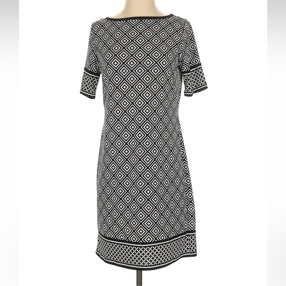 MICHAEL Michael Kors Black & White Geometric Midi Dress